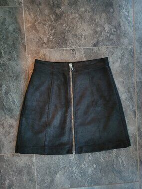 Aritzia - Sleek Black Suede Mini Skirt